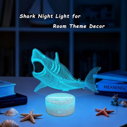 Lámpara de Noche 3D Megalodón con Control Remoto miniatura 3