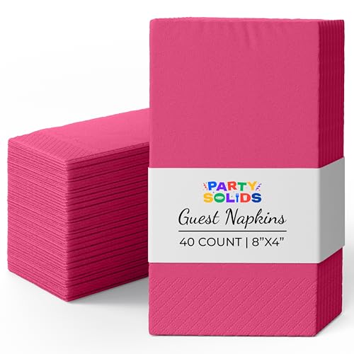 Party Solids Hot Pink Dinner Napkins Disposable 8 x 4 Folded - 40 Pcs 2 Ply Hot Pink Napkins Disposable Paper Guest Towels for Bathrooms Dinners Everyday Parties & Party Supplies