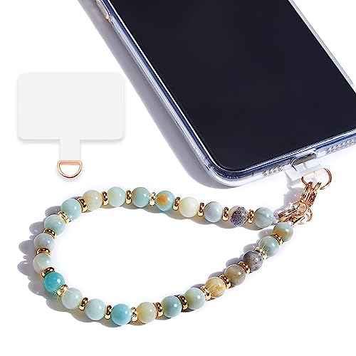 Image of Marble Beaded Phone Wrist Strap for Women, Detachable Design