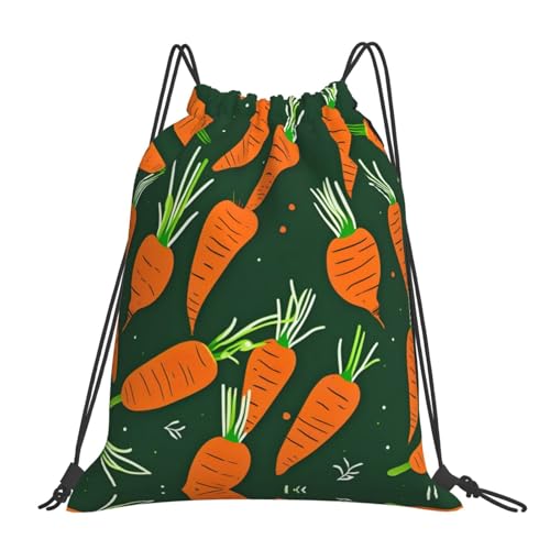 Happy Carrot Print Lightweight Soccer Backpack,Yoga Sackpack,Cinch Sack,Drawstring Sports Gym Bag For Women Men