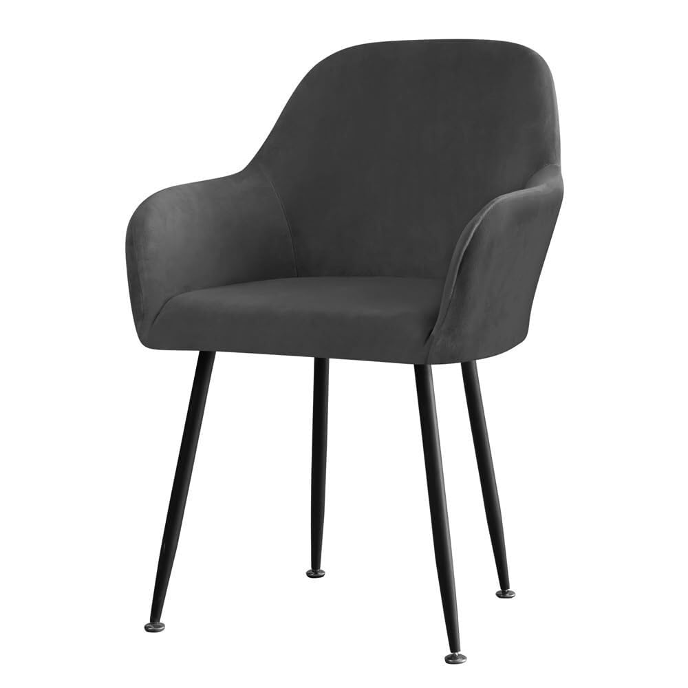 Housses de chaise de salle à manger en velours noir extensible lot 6
