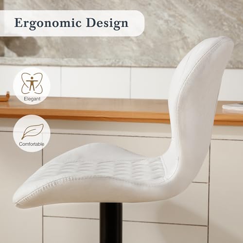 Image of Bar Stools Set of 6, Modern Swivel Counter Height Barstools for Kitchen Island Chairs, Adjustable Fabric Bar Stools with Back for Kitchen Counter Bar, Beige
