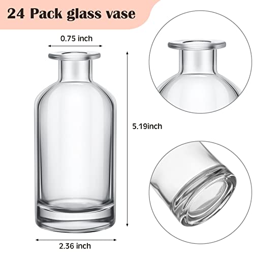 Mimorou 24 Pieces Glass Living Bud Vases Flower Small Vase Vintage Clear Vase In Bulk, Glass Jar Centerpiece Vases Centerpieces Table Decorrustic Wedding Reception Table Home Glass Bottle Decors #TOP1