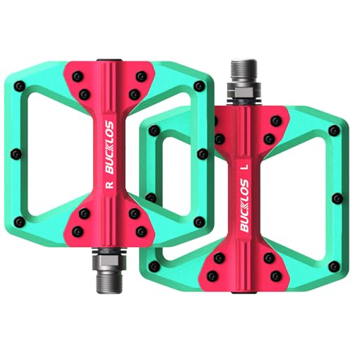 BUCKLOS Mountain Bike MTB Flat Wide Platform Pedals - Bicycle Large Nylon Road BikeNon-Slip Pedal for Ebike/Gravel/Hybrid/Folding Bike 9/16"