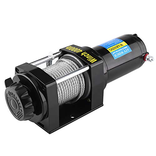 Greensen Cabrestante Eléctrico 12 V, Cabrestante Motorizado con Control Remoto Inalámbrico y Cable de Acero, Ideal para Vehículos, Barcos y Trabajo en Exterior