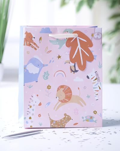UK Greetings Medium Gift Bag for Baby Girl/New Parents - Cute Animals Design - Image 2
