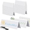 Fainne 50 Sets Dry Erase Name Tent Cards with Black Markers 8.7 x 2.8 x 1.9 Inches White Reusable Name Plate Wipe Clean Desk Tags Sign for Classroom Table Office Conference Meeting Weddings
