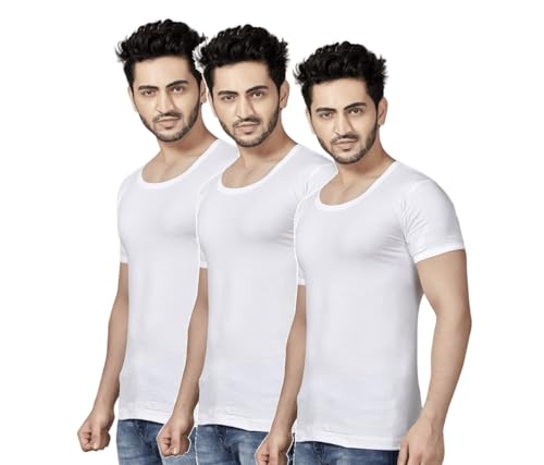 Image of Poomex Men's Cotton Half Sleeve Vest (Pack of 3)