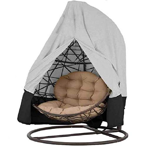 Egg Swing Cover Hanging Chair Cover 420D For Double Egg Swing Chair 91X80 Inches Patio Stand Cover Wicker Egg Swing Chair Covers For Cocoon Chair (Grey And Black) #TOP1