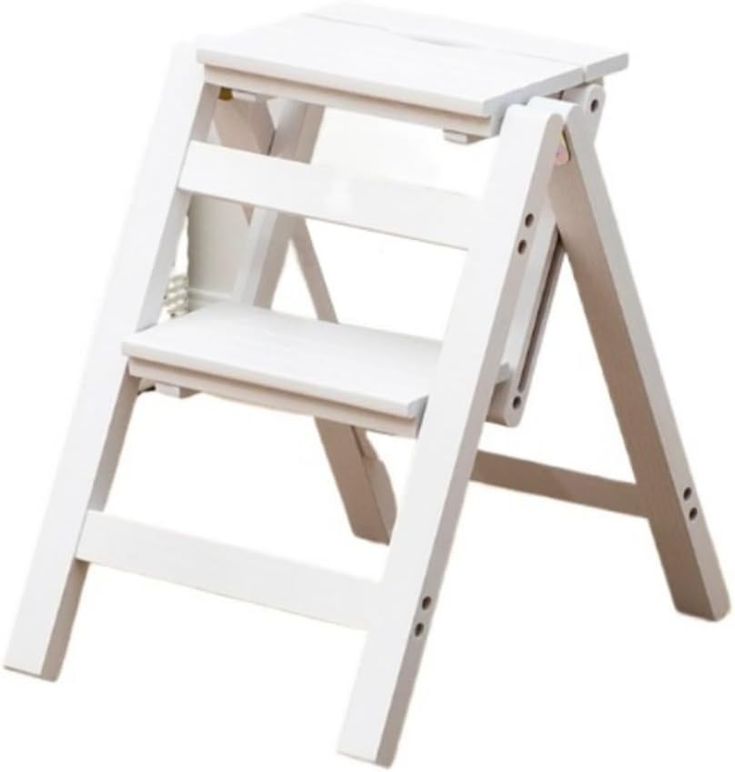 家庭用折りたたみ2ステップラダースツール 多機能ステップスツール階段椅子 キッチンオフィスライブラリのための木製のはしご椅子 屋内ク