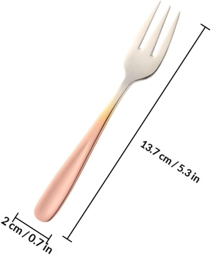 4pcs Stainless Steel Cake Dessert Forks Small Reusable Cocktail Forks with Gradient Color for Home Kitchen Party