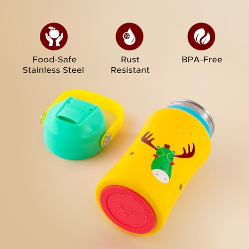 Image of rabitat Playdate Squad Combo Stainless Steel Lunchbox 500 ml and Water Bottle Sipper 350 ml | Gift Box for School Kids | Tiffin Box and Water Bottle for Boys and Girls