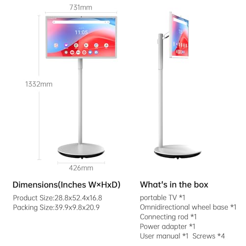 Image of HORION 32-Inch 4K UHD Portable Smart TV with Wheels for Home & Office