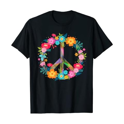 Peace Love Hippie Costume Tie Die 60s 70s T-Shirt Cover