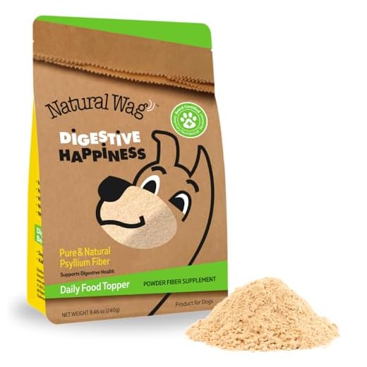 Natural Wag Digestive Happiness 100% All-Natural Psyllium Husk Powder for Dogs - Single Ingredient Fiber Dog Food Topper Mix-in - Aids Regularity and Gut Health, Supports Digestion & Elimination