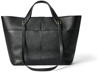 ECCO Medium Tote Travel, Black Pebbled Leather, Medium, Medium Tote Travel
