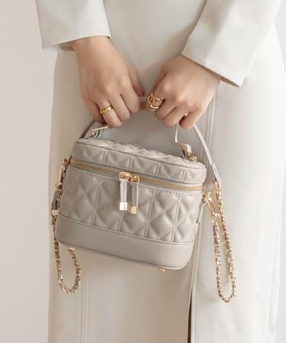 rienda⭐︎2way vanity bag Randa Shoulder Bag, Quilted 2-Way Vanity Bag, gray (light gray