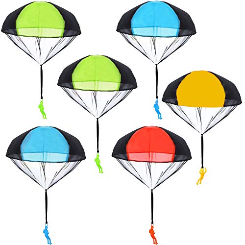 BUYGOO 6PCS Parachute Toys Tangle Free Throwing Hand Throw Parachute Army Man Toss