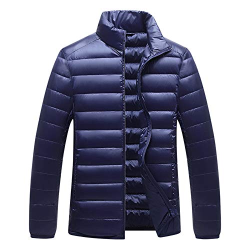 Doudoune homme à capuche AKT en duvet de canard blanc veste légère bleu XL