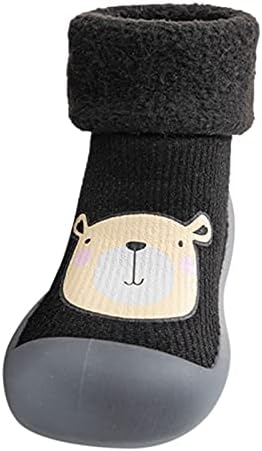 Toddler Baby Boys Girls Solid Sock Shoes Warm Knitted Soft Sole Rubber Booties Fall Winter House Slippers Stocking (Pink, 3-6 Months)