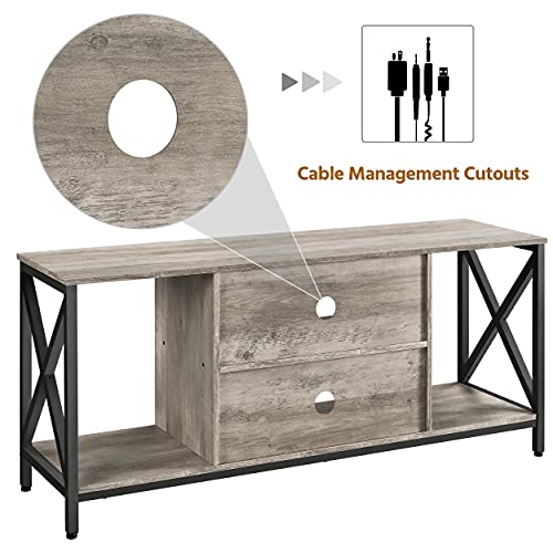 Yaheetech Tv Stand For 65 Inch Tv Console Table With Storage Shelves Cabinet, 55" Wood Entertainment Center For Living Room, Industrial Modern Style Tv Cabinet For Flat Screens, Gray #TOP6