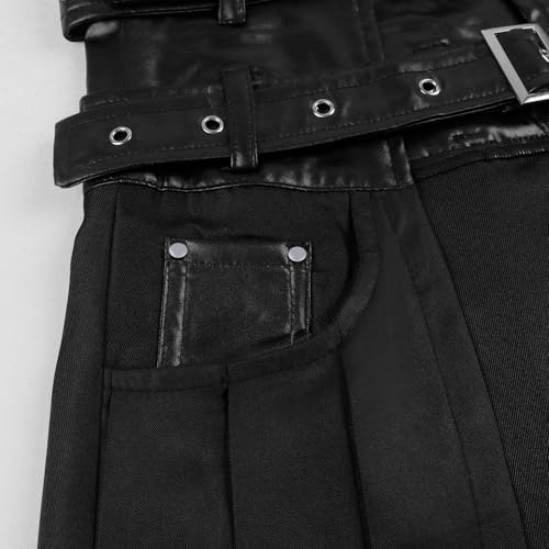 Falda ajustable estilo hip hop y gótico con pliegues para hombre en talla L 4