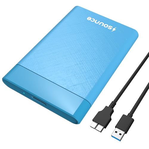 Image of Sounce 2.5 Inch SATA USB 3.0 HDD / SSD Portable External Hard Disk Enclosure 7 MM and 9.5 MM Tool Free , Supports UASP Max Upto 6TB (Blue)