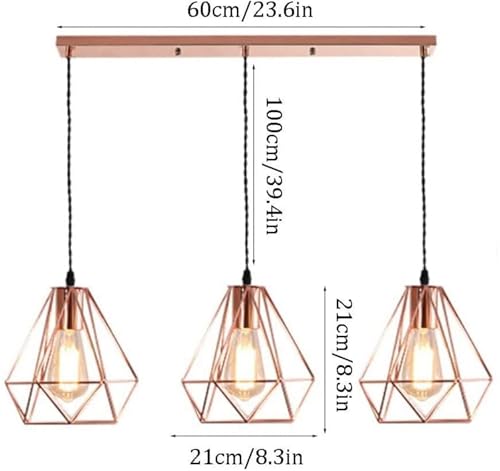 Lámpara colgante de interior moderna oro rosa con forma de diamante 7