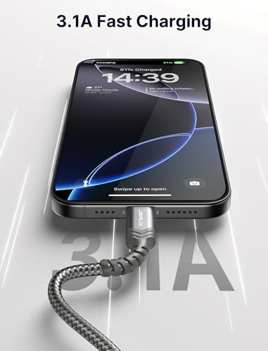 image for JSAUX USB-C Cable 3.1A Fast Charging, 3-Pack (10ft+6.6ft+3.3ft) USB A 