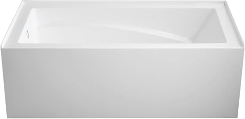 Aqua Eden VTAM6032L22D - Tina de alcoba de acrílico antideslizante de 3 paredes de 60 pulgadas con orificio de drenaje para mano izquierda, color