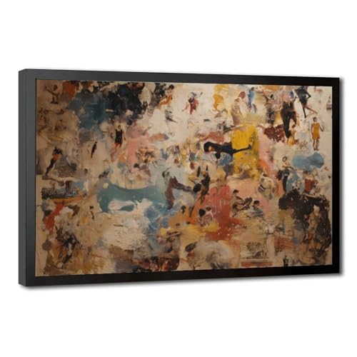 Cecily Brown Carnival and Lent Abstract Oil Painting Canvas Wall Art, Contemporary Expressionist Figure Poster for Living Room, Emotional Multi-Colored Art Print for Modern Home Office Decor,