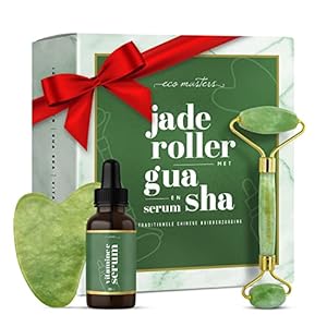 Jade Roller met Gua Sha en Vitamine C Serum – Aloe Vera & Retinol – Gezichtsroller – 100% Pure Jade Steen Gezichtsmassage – Anti-Aging Massage Set