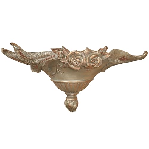 Touch of Class Beautiful Peacock Elegance Wall Shelf Copper and Champagne Tones