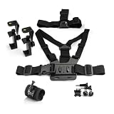 MOJOGEAR A03, set di accessori per la testa, il petto e il polso, compatibile con GoPro & Smartphone – Action Cam Kit con fascia regolabile, cintura toracica, cinturino da polso e supporti