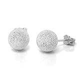 Stempel 925 Gefrostet Sterlingsilber Kugel Ohrstecker 8mm