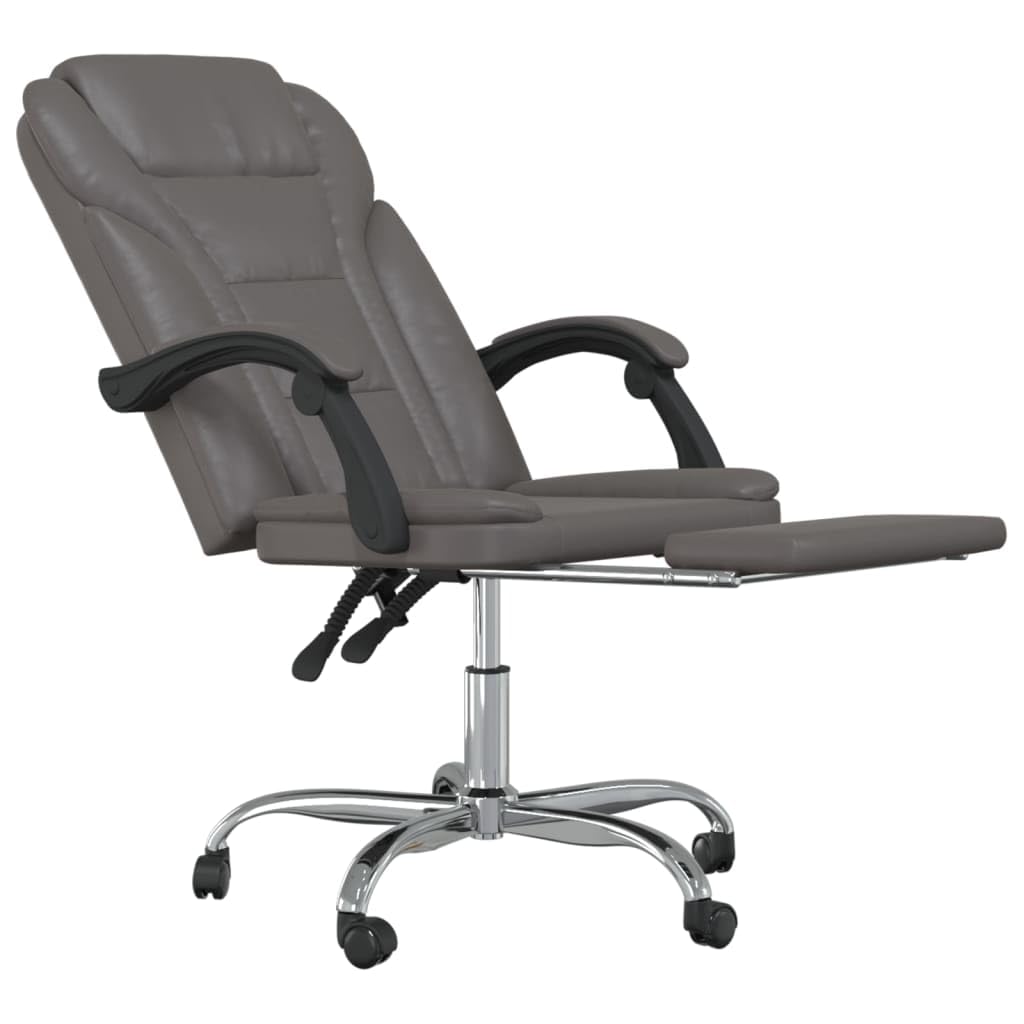 Silla de oficina con función reclinable, piel sintética, respaldo ajustable, altura y función giratoria de 360 grados, silla de escritorio con reposapiés y ruedas para oficina en casa