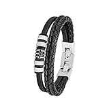 Cooles Männer Armband von s.Oliver aus schwarzem Leder in mehrreihiger Ausführung