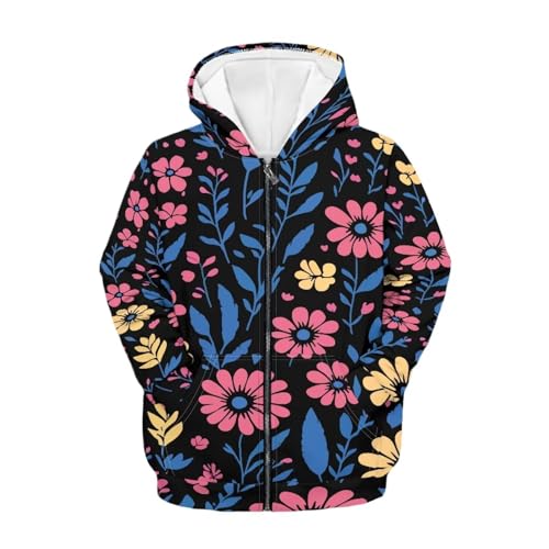 Sweat à capuche fille doux avec fermeture éclair et grande poche kangourou