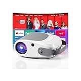 Mini projetor com WiFi e Bluetooth, projetor portátil 4K 1080p para iPhone, 300 ANSI, projetor de vídeo de filme de tela de 35 a 170 cm para ambientes internos/externos