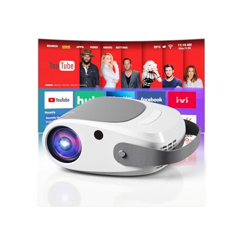 Mini projetor com WiFi e Bluetooth, projetor portátil 4K 1080p para iPhone, 300 ANSI, projetor de vídeo de filme de tela de 35 a 170 cm para ambientes internos/externos