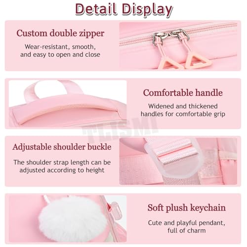 Image of Korean Style Solid Color Backpack with Soft Dream Pop & Plush Keychain | Multi-layer Large Capacity Lightweight School Bag | Anti-Theft Pocket, Waterproof Casual Daily Rucksack for Teen Girls