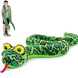 MaoGoLan 98 Inch Giant Snake Stuffed Animal Long Snake Plush, Green Boa Constrictor Plush Toy for Kids, Teens, Cuddly Body Pillow for Adults - Easter Gifts, Halloween Prank Props