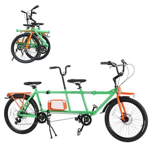 ZUKKA 24" Tandem Folding Bike, 6-Speed, Dual Disc Brakes