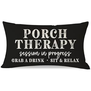 PANDICORN Farmhouse Throw Pillow Cover 12x20 Inch Porch Therapy Session in Progress Black Outdoor Rustic Front Porch Patio Decorations Lumbar Decorative Throw Pillows Cases for Party Room Couch Decor PANDICORN Farmhouse Throw Pillow Cover 12×20 Inch Porch Therapy Session in Progress Black Outdoor Rustic Front Porch Patio Decorations Lumbar Decorative Throw Pillows Cases for Party Room Couch Decor