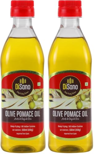 Image of DiSano Olive Pomace Oil 500ml, Ideal for all Indian Cooking and Deep Frying (Pack of 2)