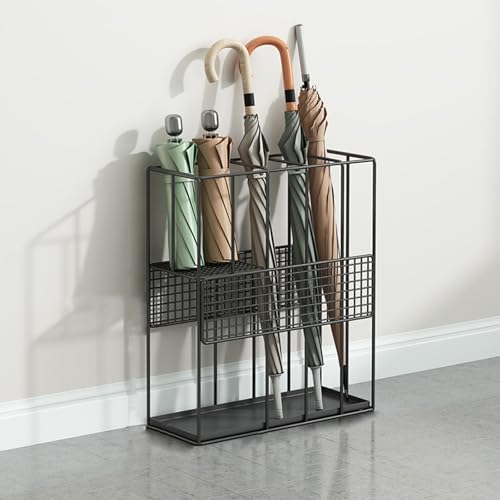 Porte-parapluie en métal de grande capacité avec bac d'égouttage pour couloir
