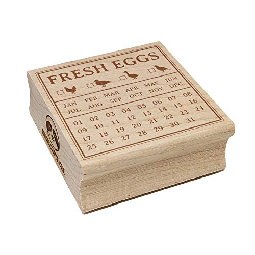 Fresh Eggs Check The Box Calendar Label Chicken Duck Goose Quail Square Rubber Stamp For Stamping Crafting - 1.75In Medium #TOP16