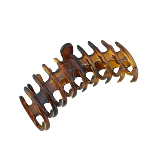 Parcelona French Rake Large 5" Celluloid Acetate Hair Clip No Slip Tight Grip Durable Fashion Hair Styling Women Hair Accessories for Girls, Made in France (Tortoise Shell Brown)