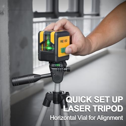 PREXISO Laser Level with Tripod, 100Ft Dual Modules Self Leveling Cross Line Laser Level, Green Line leveler Tool for Floor Tile, Home Renovation, Construction with 31-1/2in Tripod, 2 AA Batteries by Prexiso - Image 8