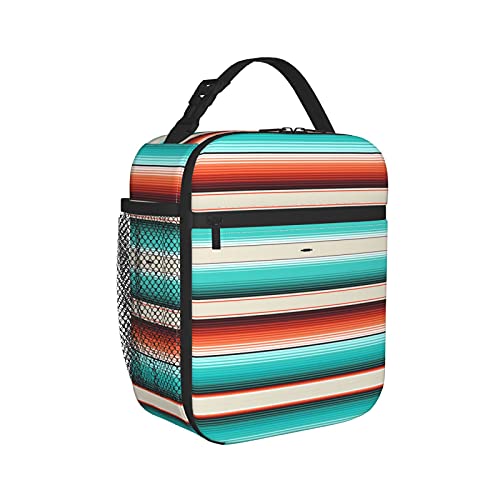 Mexican Turquoise Stripes Lunch Box Insulated Soft Bag Reusable Cooler Bag For Women Men Work Picnic Hiking #TOP1